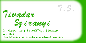 tivadar sziranyi business card